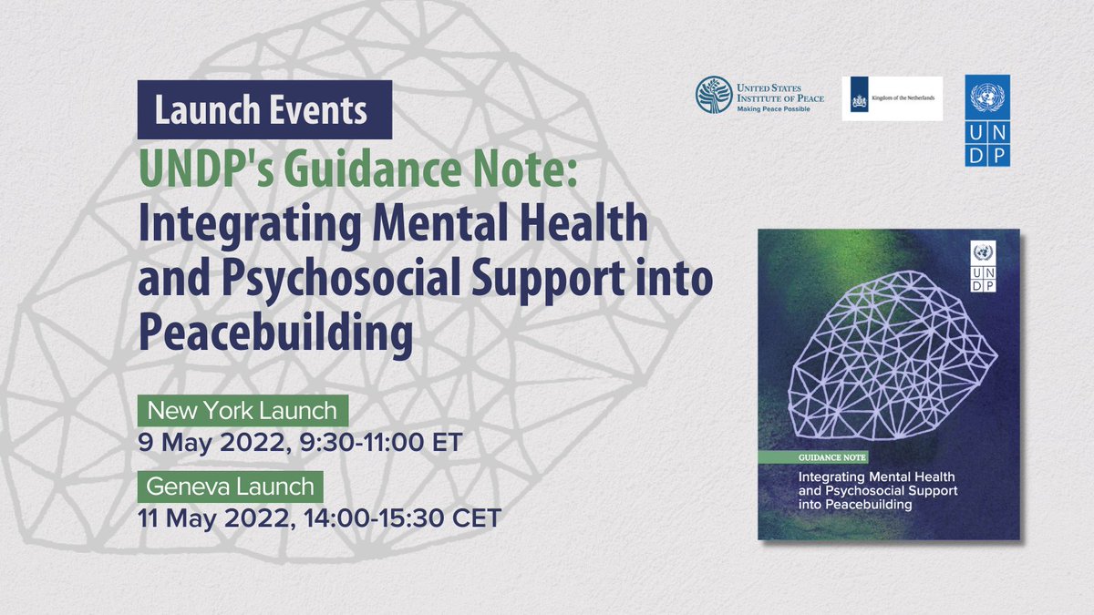 isa_caravaggio's tweet photo. Mental health &amp; psychosocial support are critical to #peacebuilding but often overlooked.

Join @UNDP &amp; partners to launch our Guidance Note on Integrating #MHPSS into #Peacebuilding

Register: 👇
NY: https://t.co/H967ZBiZSQ 
Geneva:  https://t.co/oU8qtgXNIa

#InnerPeacebuilding https://t.co/WzITzRtcHj