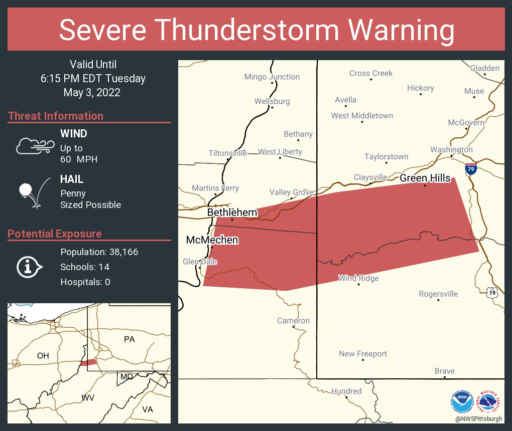 NWS Pittsburgh on Twitter "Severe Thunderstorm Warning including