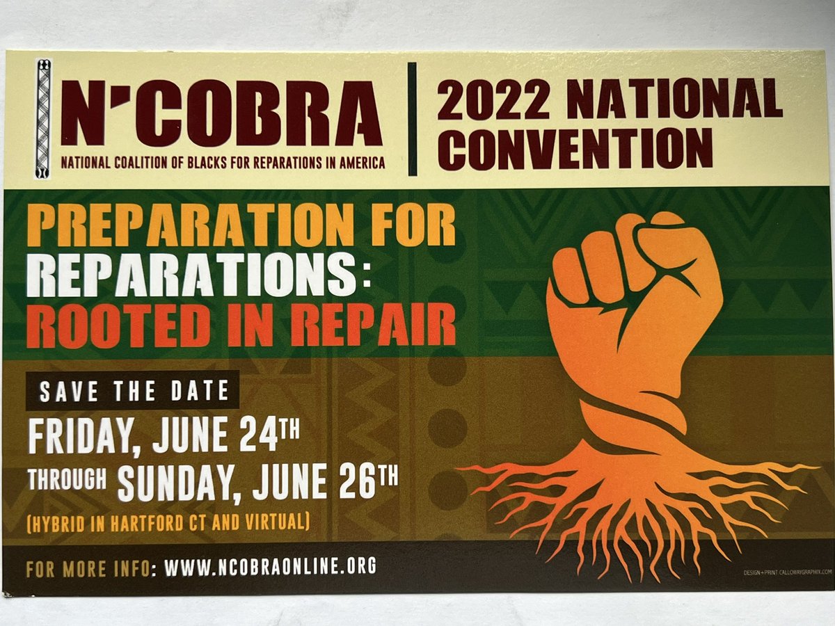 NCOBRA Youth Commission (@ncobrayc) on Twitter photo Save the Date
#reparations #reparationsnow Save the Date
#reparations #reparationsnow