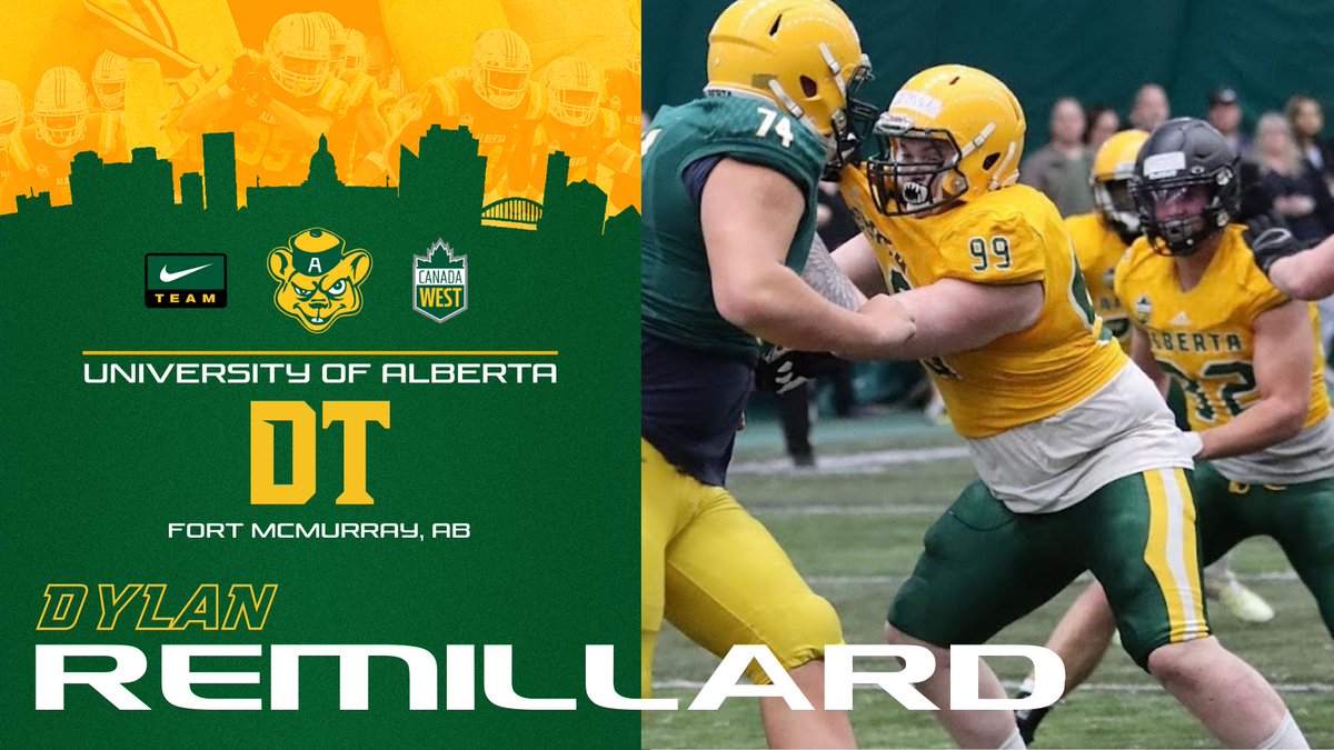 Golden Bear Football is proud to welcome Team Canada and Edmonton Huskie Dylan Remillard to the family! Dylan is a product of the N Alberta football community. He played his High School FB in the FMCSD Saints program and minor with the Ravens. Next stop Commonwealth Stadium!