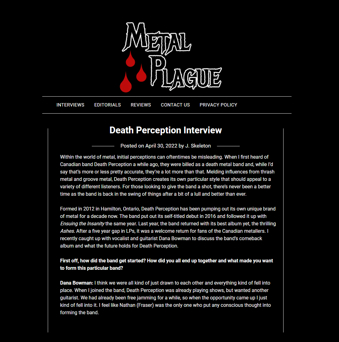 deathperceptio's tweet photo. Thank you @MetalPlagueMag for the great interview with Dana Bowman!
https://t.co/rExQWRXynz
@AsherMedia 
@wormholedeath https://t.co/0Vp5Un1bvq