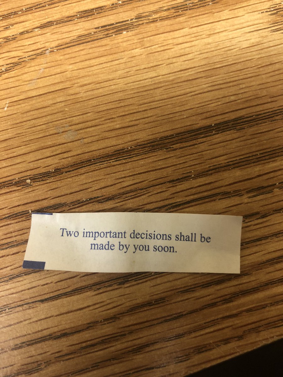 When you are working on study proposals on decision making and your fortune cookie from the chinese restaurant reveals this:
#decision #barnum 🥴