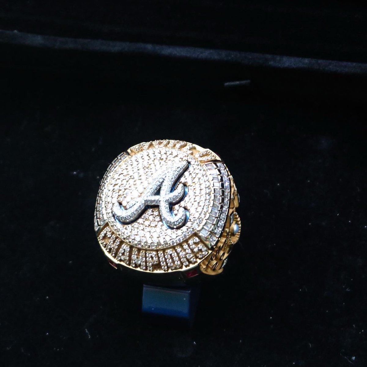 RocRedWings's tweet photo. Before the game tonight, a representative from the @Braves presented Carl Edwards Jr. with his 2021 World Series ring. https://t.co/0Tm1fQ2htG