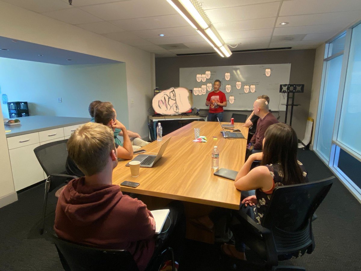 AzraGames's tweet photo. The game design brain trust lead by @markotero hard at work.

Our very own Space Ape protecting the alpha. ⚡️⚡️⚡️ https://t.co/cTyb5tch0V