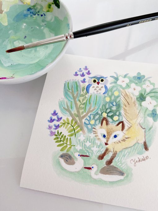 「#みどりの日 
様々なみどりを探すことが好きです🌿🍃 」|おおでゆかこ - イラストレーター 絵本作家のイラスト
