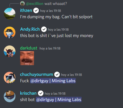NotSeanyTsunami's tweet photo. A short series, lmfaoooo 🤡
Part 1: Claiming they can bot Solport
Part 2: Admitting they can't actually bot Solport
Part 3: Community not liking owner for baiting
Part 4: Dump lmfaoooo https://t.co/2Xy1HPnvkp