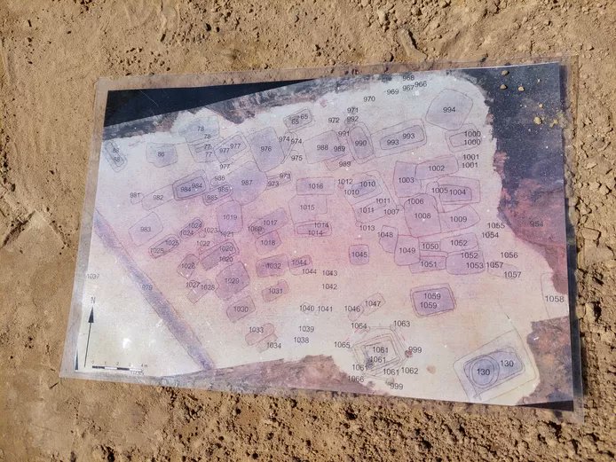 DeArcheoloog's tweet photo. Bij #Hilvarenbeek hebben #archeologen een vroeg-#middeleeuws #Merovingisch #grafveld met zeker 135 graven blootgelegd. Ze vonden gouden muntjes, glazen kralen en resten van dolken, bijlen en #zwaarden. Topvondst tot nu toe is een glazen #buidelbeker.
https://t.co/qeBp7cx731 https://t.co/nycdgaqAmi