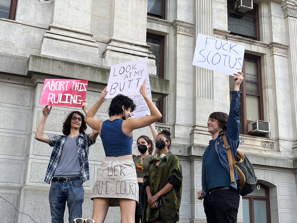 I appreciate protest signs as a genre. More sharpie sightings from the rally:

- “vastectomies 4 judges”
- “I wish my mom had aborted me”
- “LOOK AT MY BUTT” (butt says “Fuck the Supreme Court”)