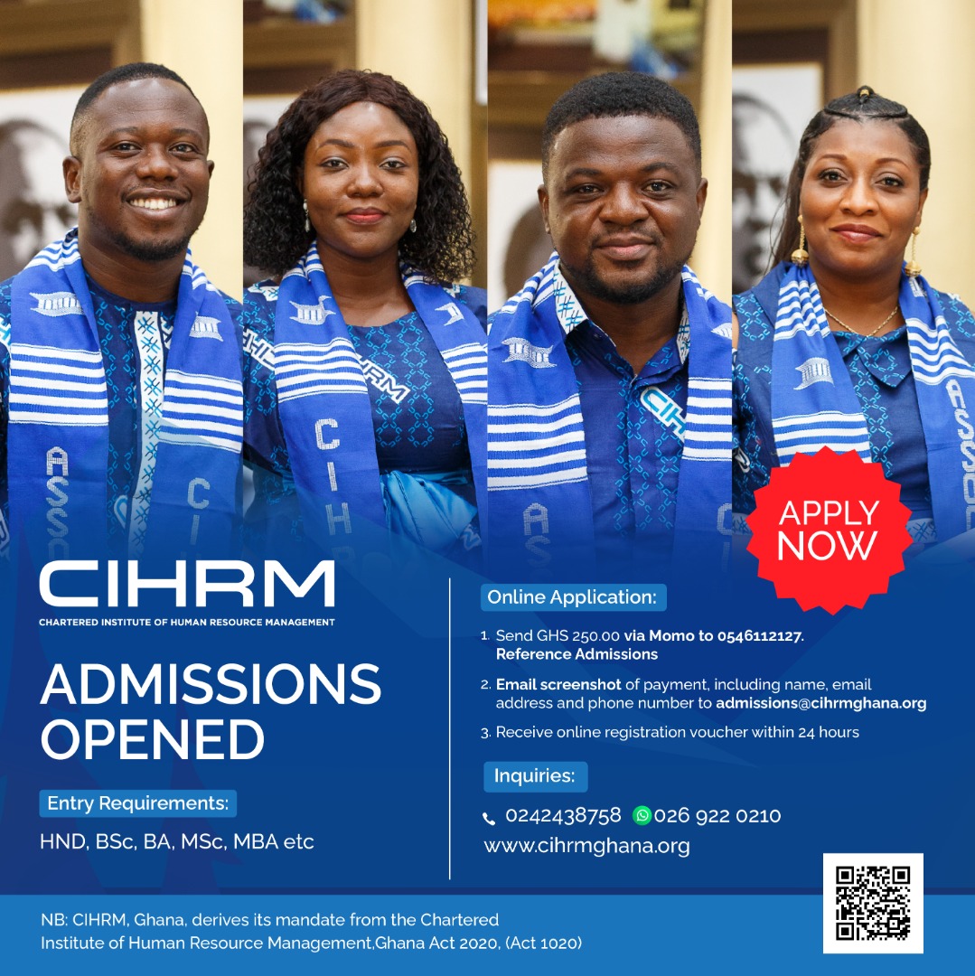 cihrmghana's tweet photo. We are glad to inform the public that admissions are open. Begin the journey of becoming a Chartered Human Resource Professional by enrolling today.

Available Sessions:
1. Weekday Sessions
2. Weekend Sessions
3. Virtual Sessions

https://t.co/wmysngHHBZ https://t.co/g4pp8KeD6y