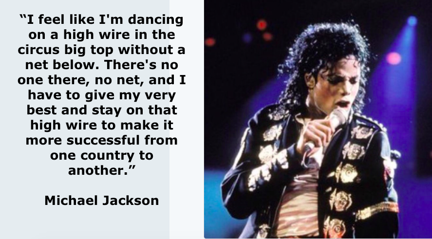 MJJJusticePrjct's tweet photo. #MichaelJackson described his stage performances as akin to "dancing on a high wire . . . without a net below."   #quoteo https://t.co/VKvKsMVpNj