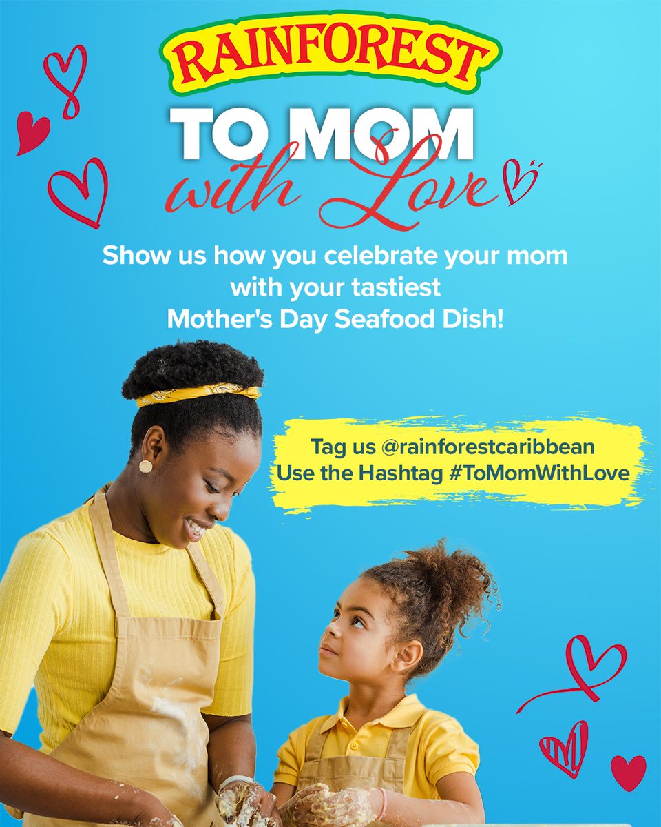 RainforestCarib's tweet photo. Here's a chance to win this Mother's Day! Show us how you celebrate your mom with your tastiest Mother's Day Seafood Dish! 

📌Upload a photo or video of your Seafood Dish to mom and tag us with the hashtag #ToMomWithLove. https://t.co/Wzu4016txQ