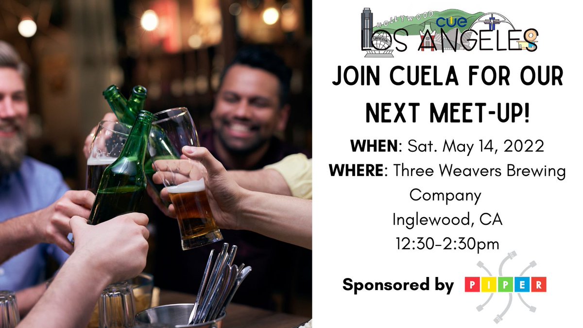 cuelosangeles's tweet photo. We're backkkkkk!

Come join your CUELA affiliate and board on Saturday, May 14th for a drink at Three Weavers Brewing Company! Check your email for the registration link!

#wearecue #cuela #sponsored #meetup #socialhour https://t.co/w7u0UmRqWB