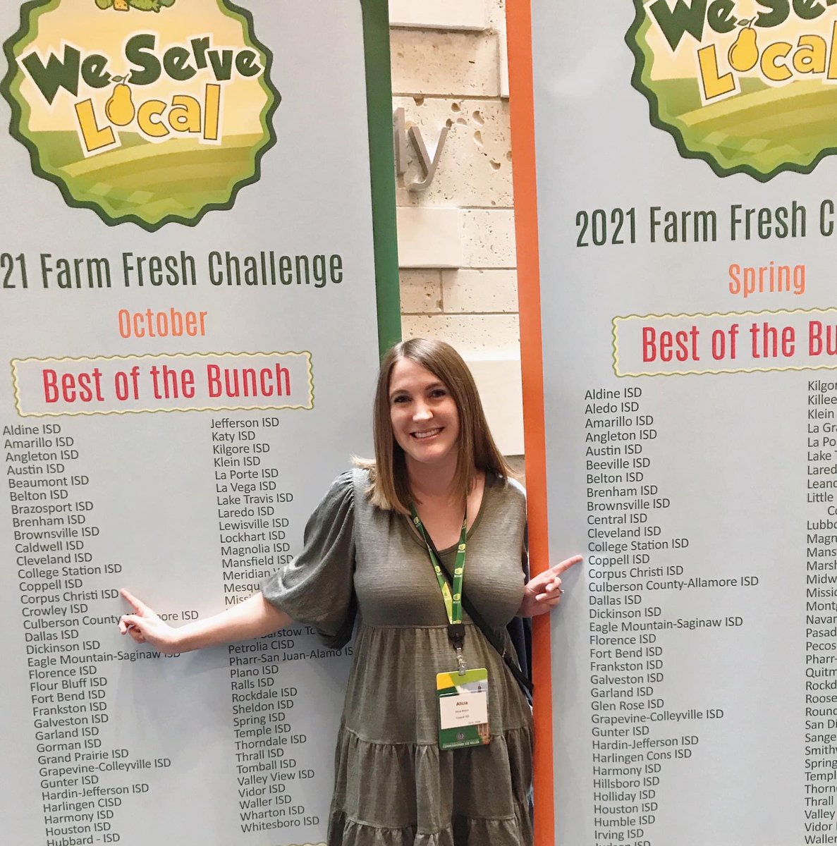 CISDNutrition's tweet photo. Our Coordinator of Child Nutrition is representing Coppell ISD at the @TexasDeptofAg MegaCon! CISD Child Nutrition participated in the TX Farm Fresh Challenge throughout the pandemic, continuing to bring local TX products to our school cafeterias! #TexasFarmFresh #BestOfTheBunch https://t.co/3I9DLZ3gXb