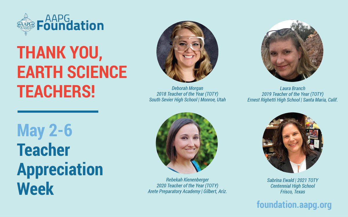 The AAPG Foundation supports the dedication of all outstanding K-12 geoscience and Earth science teachers.  #AAPGFoundation #GeoscienceEducation #GeoscienceTeachersRock

Learn more at foundation.aapg.org