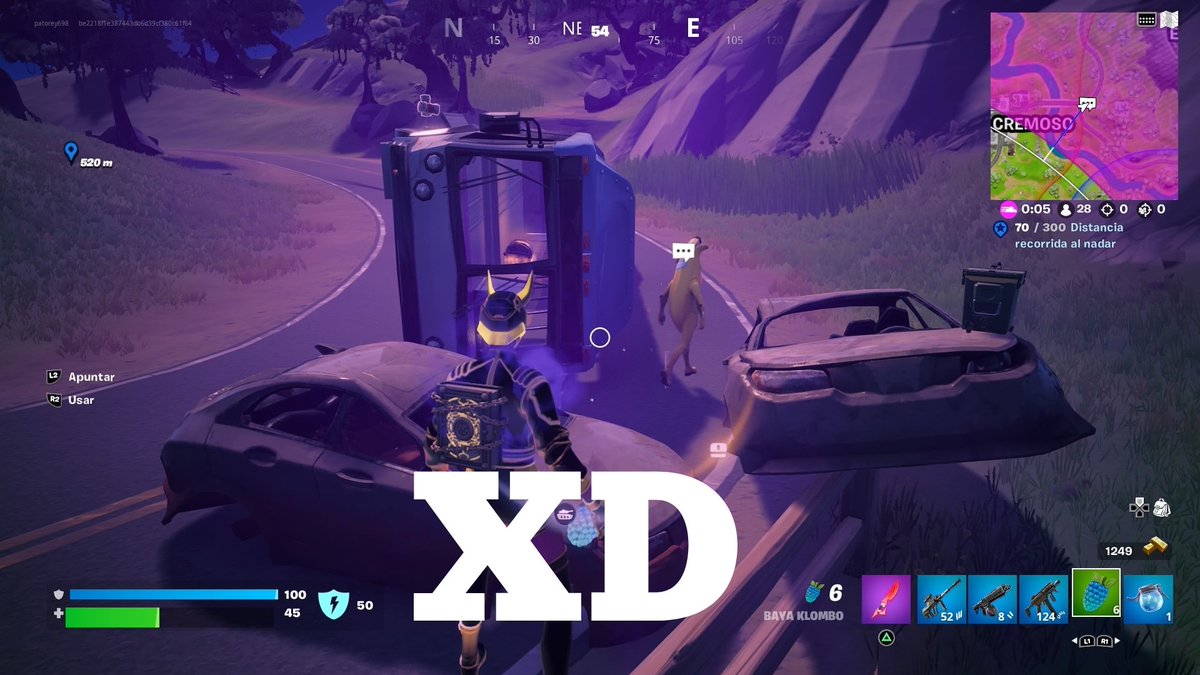 Y justamente en ese lugar choca XD Quizás bananin era quien estaba chocando coches en ese lugar del mapa #Fortnite