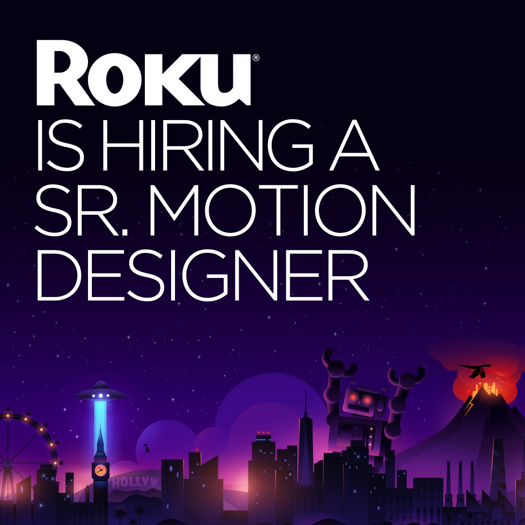 RyanTerry's tweet photo. Our team at #Roku is looking for a great motion designer to help make delightful animations and prototypes for the product.  Please help spread the word!
https://t.co/yUdHxjEbV4 https://t.co/yGnIhegKoW