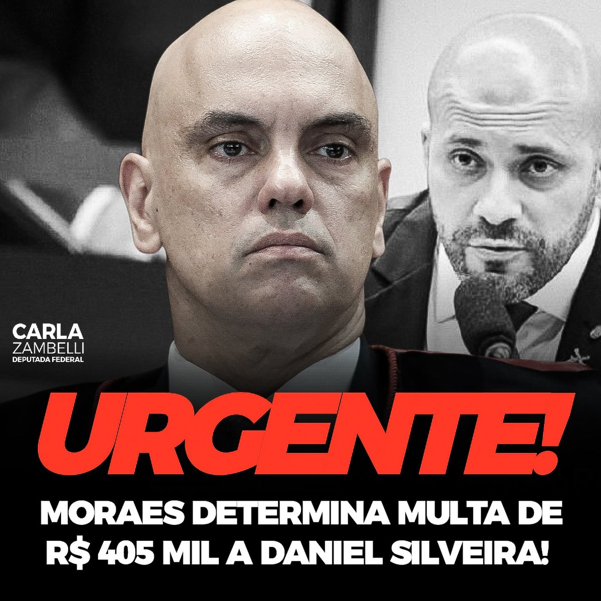 ZambelliRita_'s tweet photo. Daniel Silveira foi multado em R$ 405 mil por Alexandre de Moraes, o ministro do Supremo também determinou desconto em folha de Daniel de 25% do seu salário além do bloqueio de todas as contas bancárias do parlamentar. https://t.co/MwnxPrbV7u