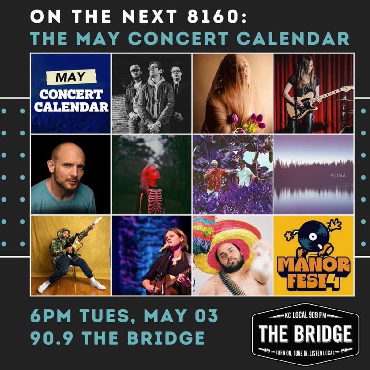 We’re on the May Concert Calendar! Listen to ⁦<a href="/909thebridge/">90.9 The Bridge</a>⁩  right now (or any other time)!