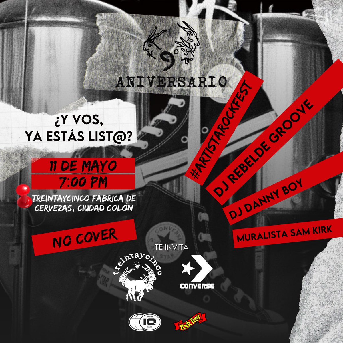 Acompáñanos a darle la bienvenida a Sam Kirk a la <a href="/Treintaycinco1/">Treintaycinco</a> cortesía de <a href="/Converse/">Converse</a> Este 11 de Mayo. <a href="/iqradio/">iqradio</a> Música de Rebelde Groove y Danny Boy #rockfest25 #oigarocktico