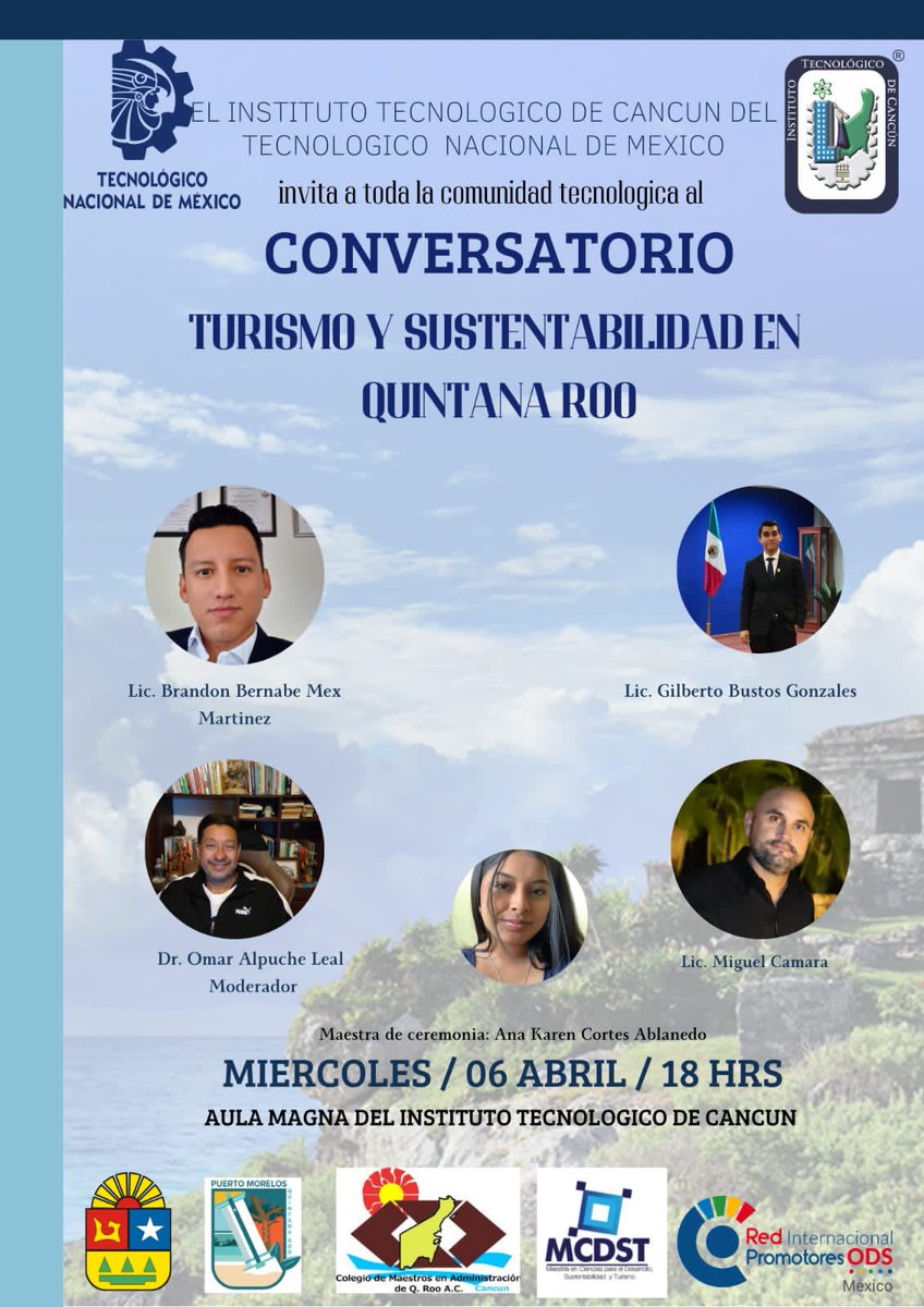 Quedan cordialmente invitados al conversatorio el día Miércoles 04 de mayo en el aula magna. Dirigido por los alumnos del octavo semestre.
<a href="/mapachestec/">@MAPACHESTec</a> <a href="/omaralpuche/">omar alpuche leal</a> <a href="/ManuelUc11/">Manuel Uc</a> <a href="/LuisPootOrtega/">Luis Ortega</a> <a href="/saori_rosel/">Saori Rosel</a> 
#TURISMOPARAELDESARROLLODELESTADO