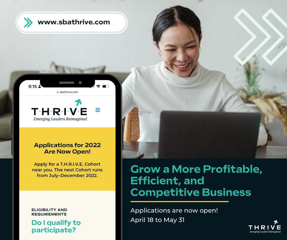 🎓 SBA is taking applications to their T.H.R.I.V.E program. If you're an entrepreneur looking to take your skills as a CEO to the next level, apply here: sbathrive.com/application
This is a great next step after you Get Started