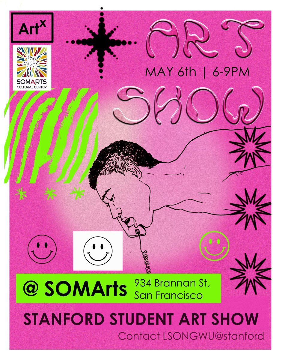 Come see the Stanford x SOMArts show on May 6, from 6-9PM. Literally a once in a lifetime op. Works of all mediums will be there and 60+ artists featured
