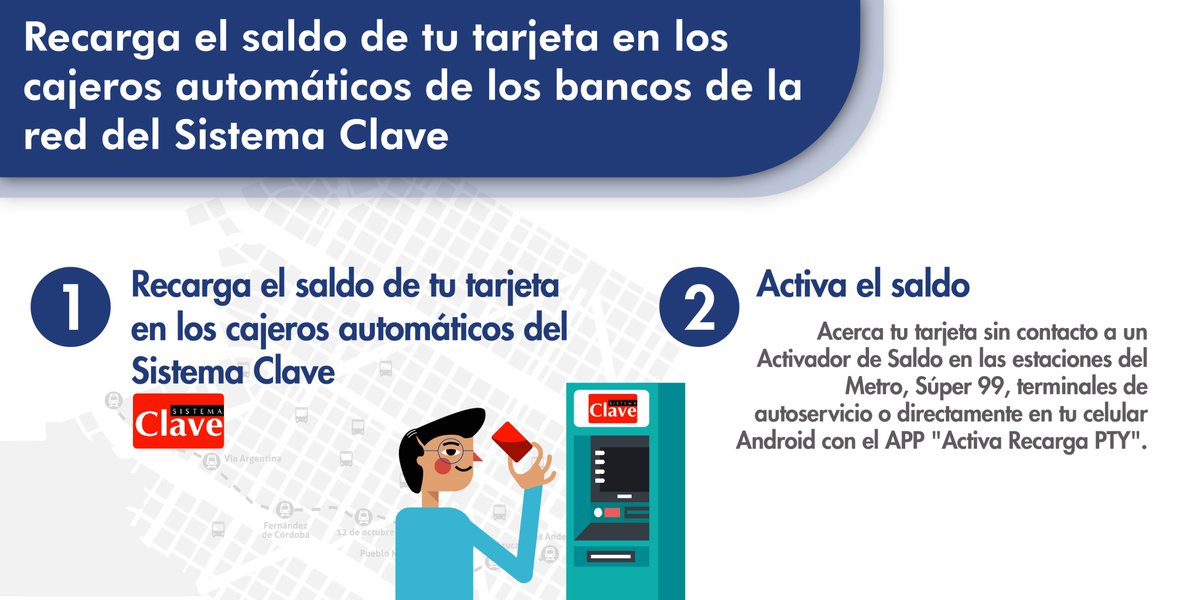 ¡Conoce este dato! 👇

Puedes recargar tu tarjeta a través de los Cajeros Automáticos de @SistemaCLAVE a nivel nacional. 

Encuéntralos y mantén tu saldo activo con la validación en los puntos autorizados, como la app Activa Recarga PTY. 🙌