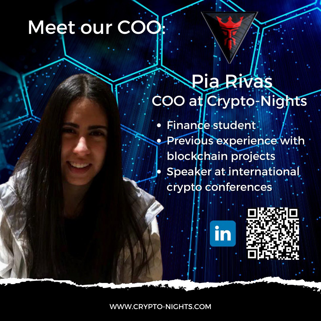 CryptoNightsGM's tweet photo. Meet our COO: Pia Rivas @piarivaslozada 🚀 https://t.co/5e2v3yGQ3p