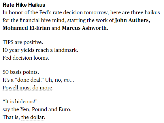 johnauthers's tweet photo. In future, maybe I should write all my FOMC commentary in haiku format. This from @jkarl26  https://t.co/7gIrcWU1jj via @bopinion https://t.co/mDoVgD2tXD