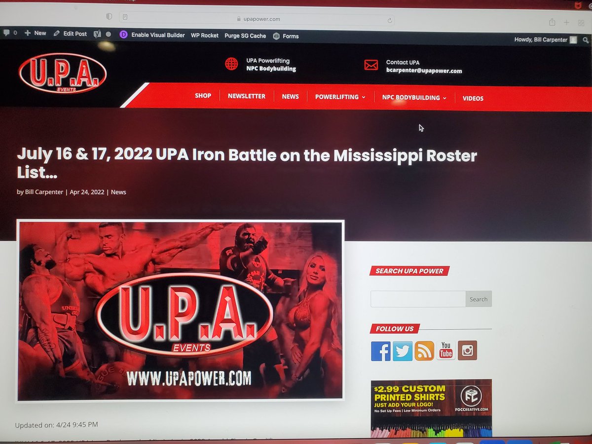 BillCarpenter1's tweet photo. Roster update: 54 lifters. Sponsored by GhostStrong.com- The Official Equipment Sponsor of the UPA. Go to https://t.co/SmDwiXlCgK under news to view the roster. #2022upaironbattleonthemississippi #powerlifing #upaevents #upapowerdotcom https://t.co/V3Z7mQOszL