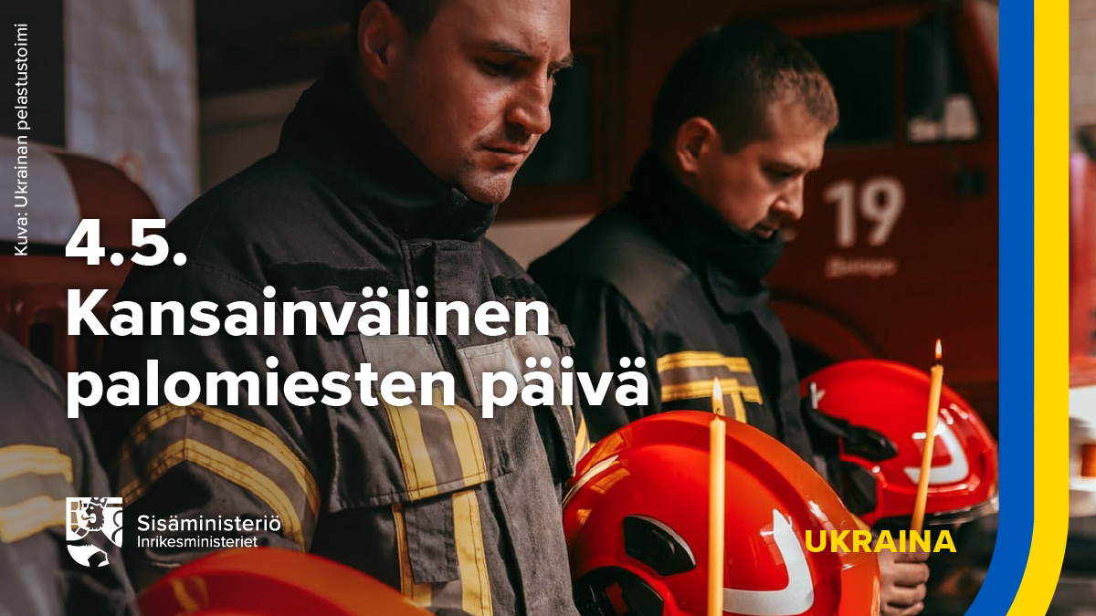 Tänään 4.5. kansainvälisenä palomiesten päivänä ajatuksemme ovat Ukrainassa. 

Pelastustoimi kunnioittaa sodassa menehtyneen yli kolmenkymmenen pelastajan muistoa minuutin hiljaisella hetkellä klo 12. 

#WeStandWithUkraine #SlavaUkraini
