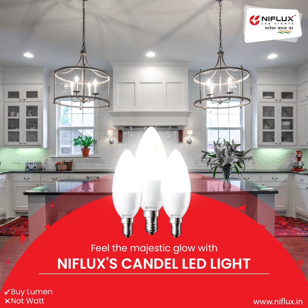 niflux's tweet photo. NiFLUX'S Candel Led Bulb makes your home feel like a palace.

#candlebulb #ledbulbs #ledpanel #led #leds #lights #Nifluxled #niflux #India https://t.co/zfLrGHJc9a