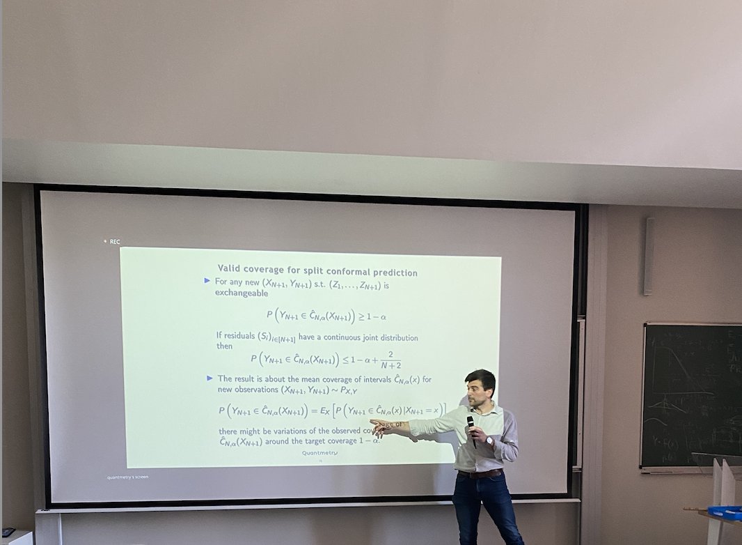 Quantmetry's tweet photo. Lors du workshop Learning to Discover de l'@UnivParisSaclay nos #Quanters ont présenté et tutoré l'application de notre librairie open-source #MAPIE à des physiciens, experts en physique des hautes énergies 💡

#IA #Data #ConfianceAI #Opensource #MachineLearning https://t.co/mNk9QO0bqt