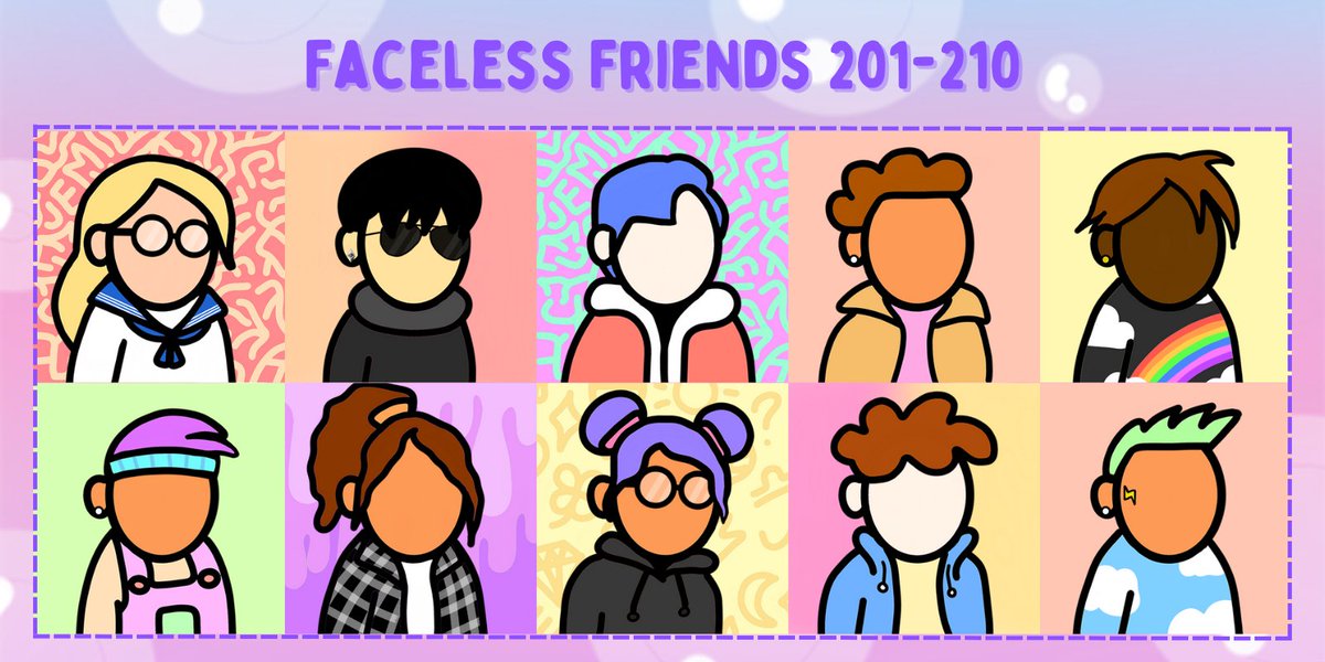 Hey Friends! Just dropped Faceless Friends #201-210 on Opensea!🌈
🔗opensea.io/collection/fac…
<a href="/opensea/">OpenSea</a>
 #OpenSeaNFT  #NFTDrop #NFTCommunity #NFTCollection