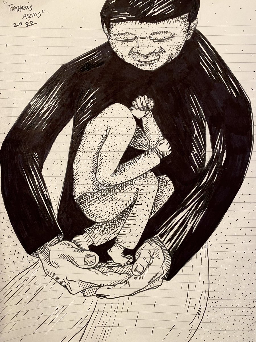 this_is_blee's tweet photo. Sometimes I just want to feel like a child, lost in the arms of my father. Safe. Secure. Loved.

#pentel #sharpie #ink #illustration #drawing #sketchbook https://t.co/3lXOsI26Ns