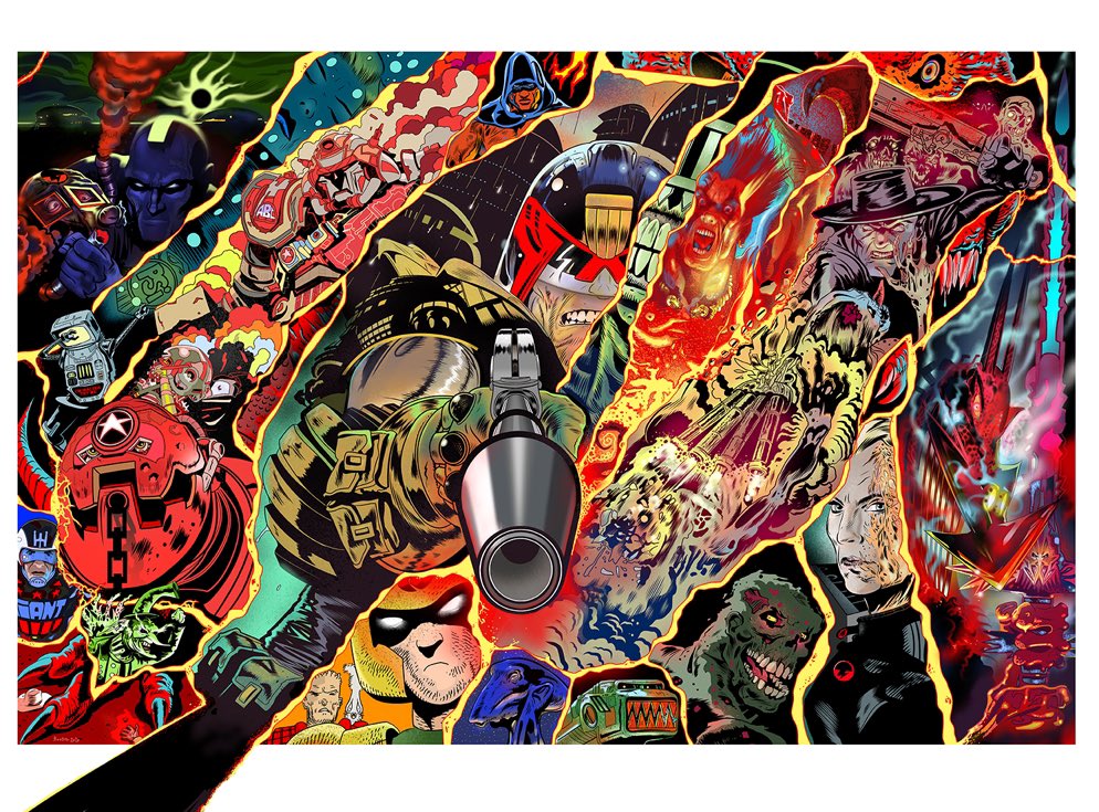 Opipop's tweet photo. The #marxist idea of #reification is a ‘hole’ nuther matter…but in #art &amp; #psychology it’s about seeing what isn’t there…oh, the #irony !! There’s a list of @2000AD characters at this link…My 2020 summer special poster &amp; more of my #art blah blah. https://t.co/X3ydIJ3PE5 https://t.co/q1LKJNiZ35