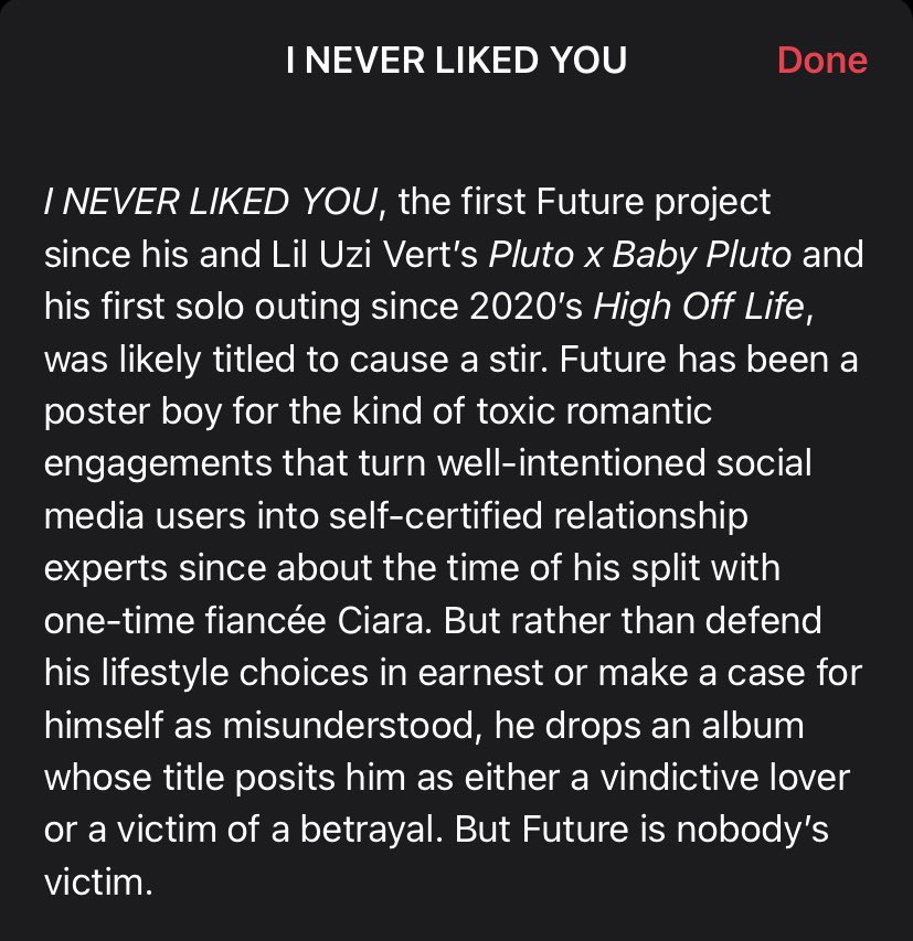 Whoever writes the album descriptions for Apple Music is incredible at their job