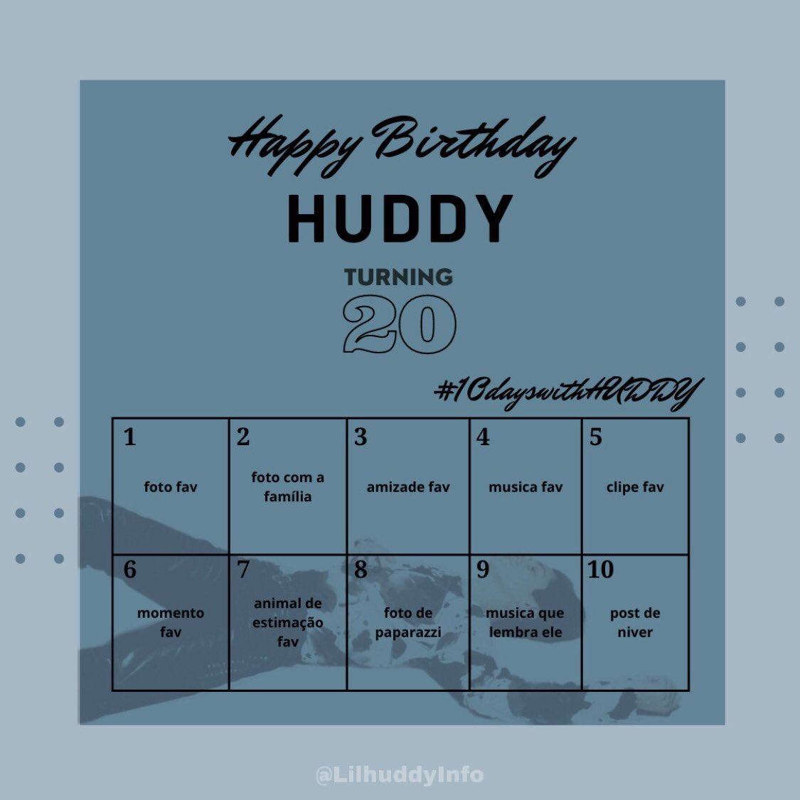 VEIO AÍ!! Em comemoração dos 20 anos do <a href="/xhuddy/">Huddy</a> estaremos fazendo #10dayswithHUDDY começando quinta (05/04), não esqueça de nos marcar e usar a Tag!!