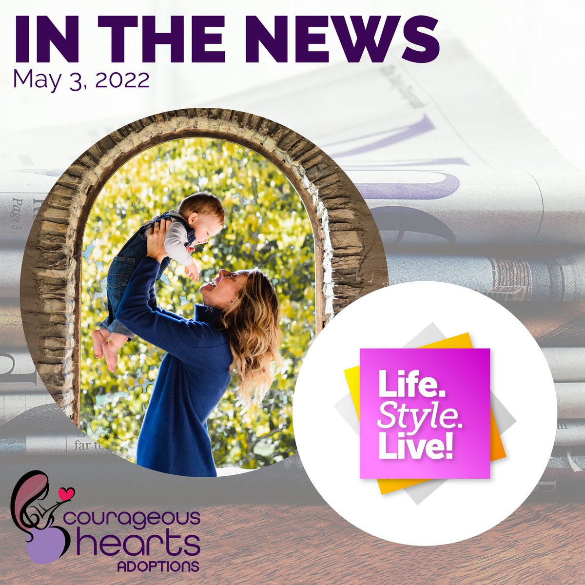 CHAdoptions's tweet photo. Did you catch us on @WISH_TV's @LiveStyleLive? 'Non-profit organization Courageous Hearts Adoptions helps adoptive parents, birth mothers navigate adoption system'
https://t.co/Yjtpc7m47j #Adoption #Birthmoms #Birthmomstrong #Adopt #AdoptionAgency https://t.co/6lZWgIifDs