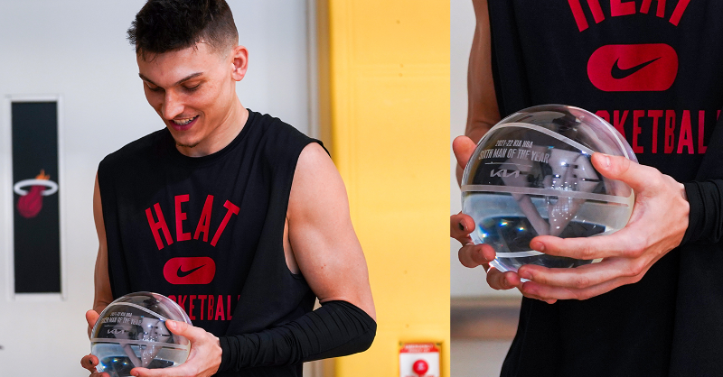 MiamiHEAT's tweet photo. Receiving 96 of the possible 100 first place votes @raf_tyler has become the only 6th Man of the Year Award winner in franchise history 🔥