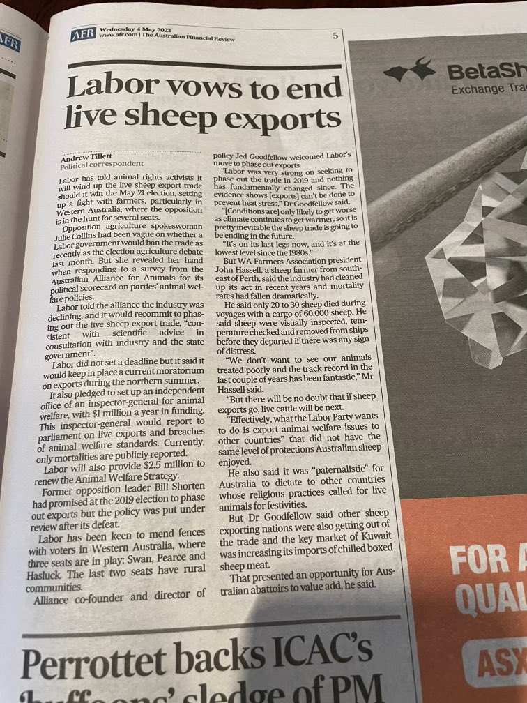 Well this does nothing to calm producers that a change of Government will look after their interests. Labor need some positive ag policies not the usual bash a farmer policy of old. <a href="/troysetter/">Troy Setter</a> <a href="/AdamCoffeyNT/">Adam Coffey</a> <a href="/hasselljpb/">notonlyacocky</a> @Paul_Brown1 <a href="/MattBrannRURAL/">Matt Brann</a> <a href="/D_LittleproudMP/">David Littleproud MP</a>