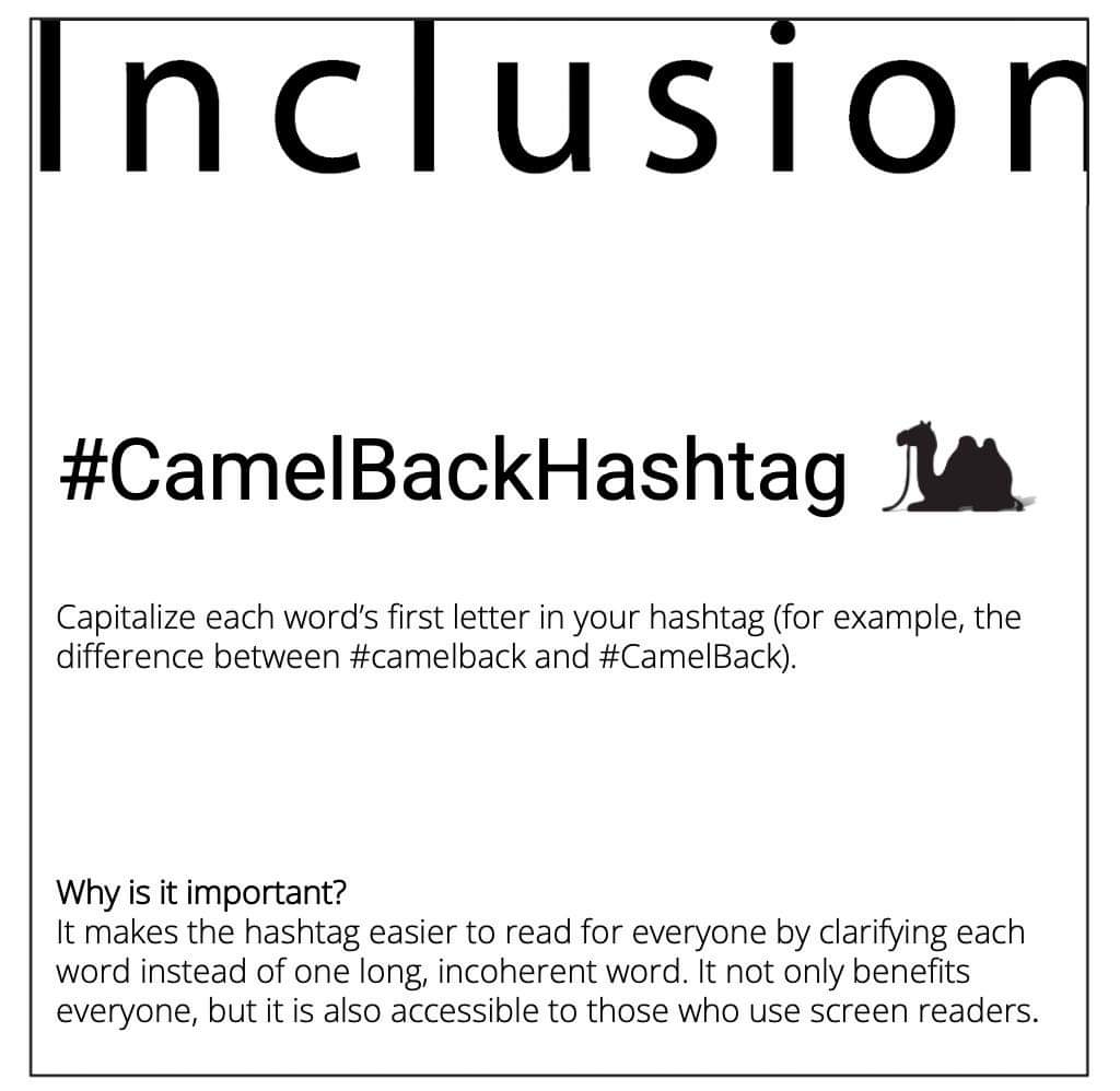 KillDevilQueen's tweet image. Do you hashtag? Be inclusive.
It's an easy shift in your behavior. 
Don't be a jerk.

(If you are hash tagging for work or your business, it is an ADA requirement.)