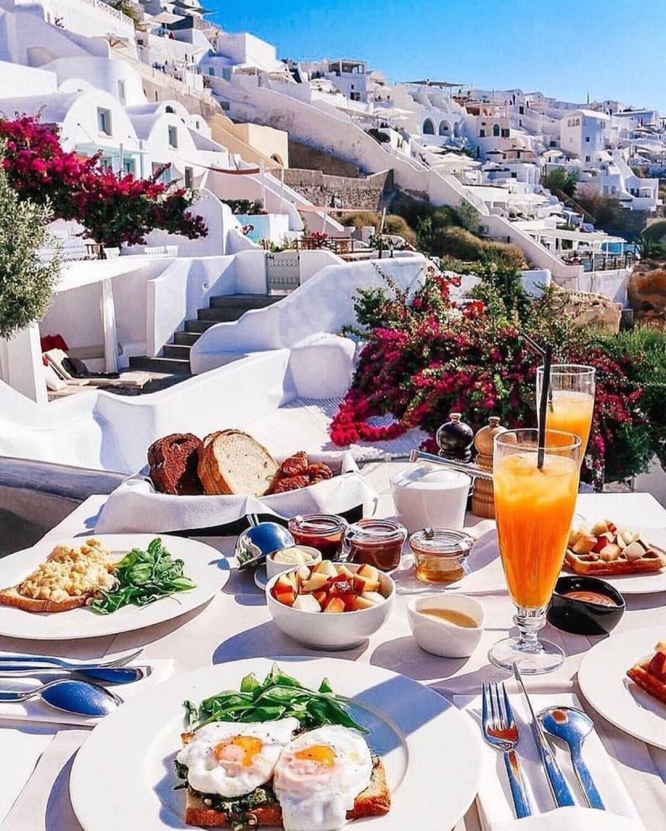 Breakfast in Santorini.