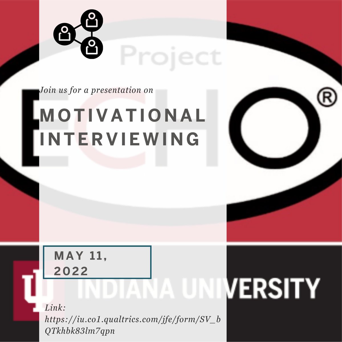 Please join us Wednesday, May 11th from 12:00-1:30 PM EST for our next topic in our prescriber series, motivational interviewing.

Registration: iu.co1.qualtrics.com/jfe/form/SV_bQ…