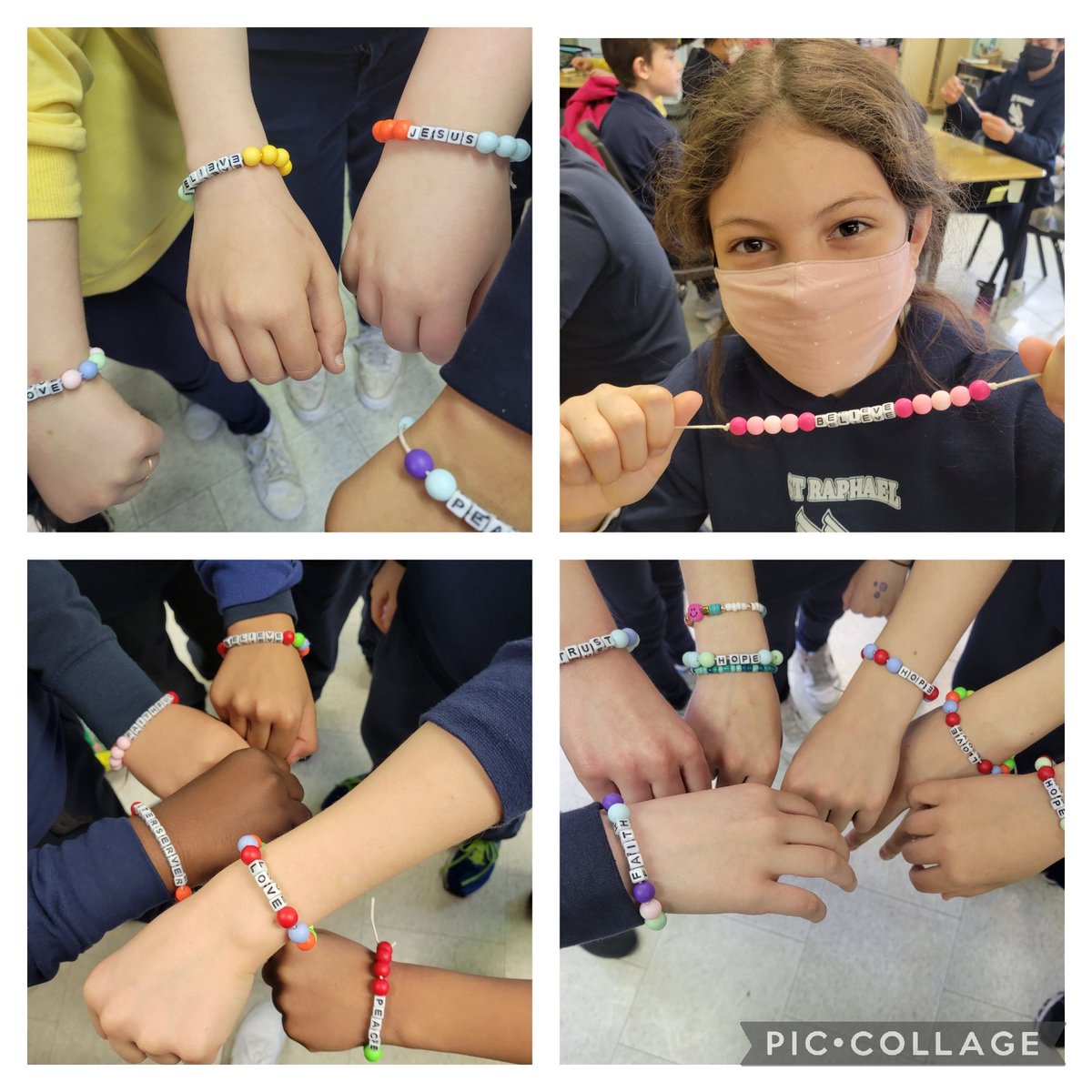 Today we made Journey with Jesus bracelets for Catholic Education Week. Each student chose a word that resonated most with them. 🙏 <a href="/ADayatStRaphs/">St. Raphael School</a> #CatholicEducationWeek