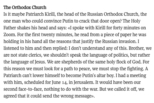 Schwartzesque's tweet photo. Francis throws some holy shade at Kirill https://t.co/HqqQG6TwCH
