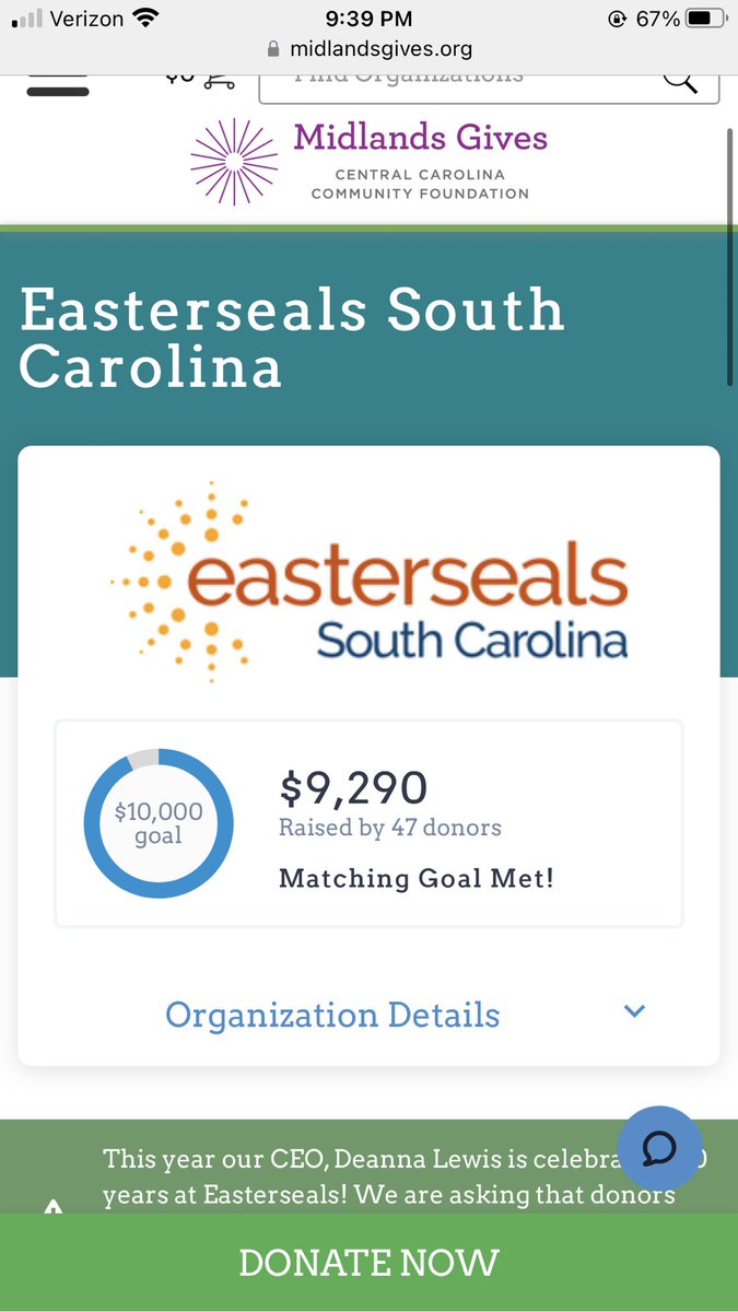 EasterSeals_SC's tweet photo. We need to raise $750 more for #MidlandsGives to reach our goal! Can you help us? 

Head to https://t.co/Mkmw53F6T5 https://t.co/EujLJLYclJ
