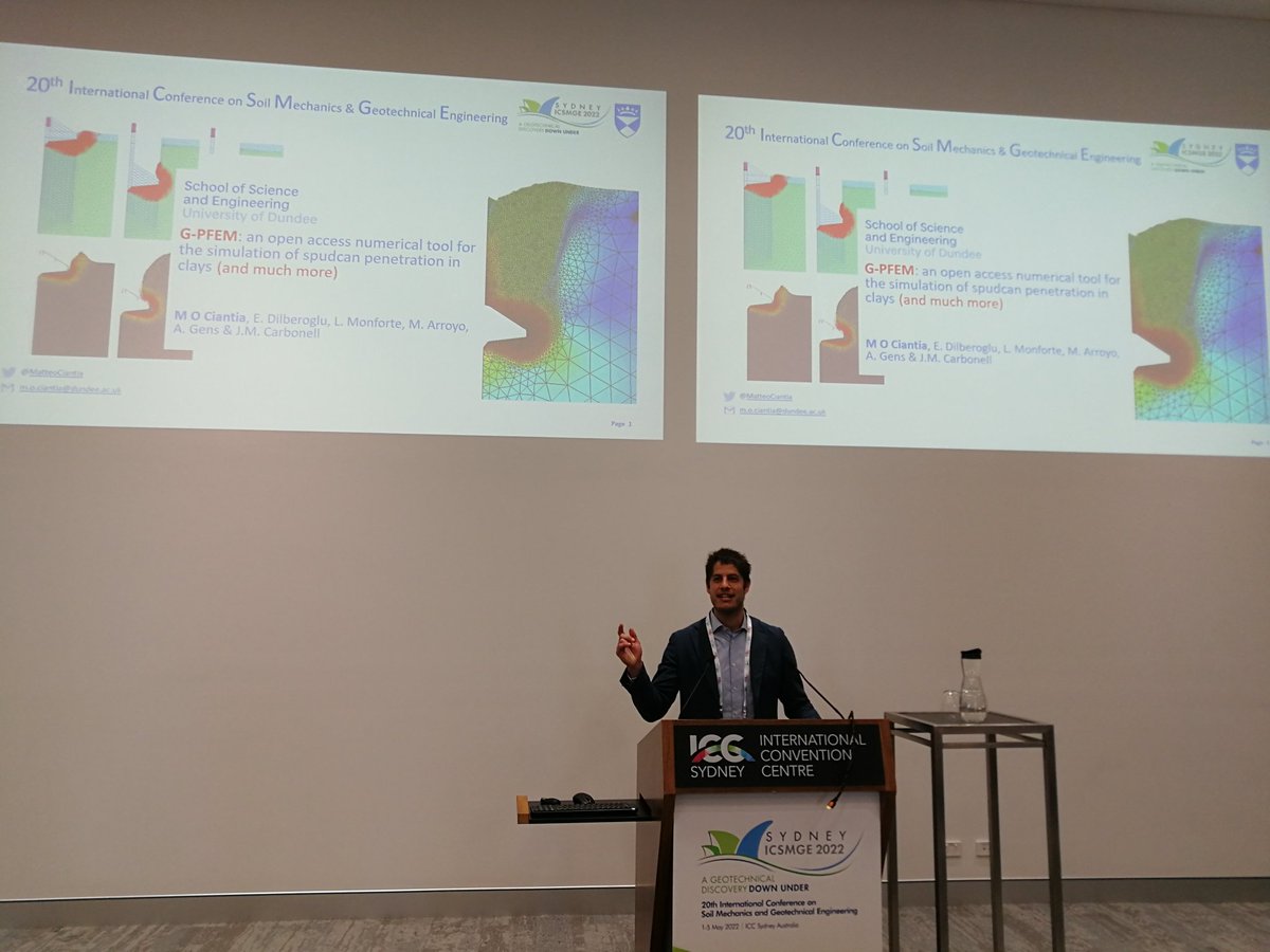 MatteoCiantia's tweet photo. #ICSMGE22 Done with my #inperson #f2f presentations duties!!
Initially felt a bit rusty but quicky got the flow back... ๐ฅณ๐ฅณ
Now I can relax, enjoy remaining talks and the dinner tonight!
๐ฆ๐บ๐น๐โโ๏ธ
#KRATOS #GPFEM @cimne
#VDCSS #GDS & DEM @itascacg https://t.co/EdiX031qwY