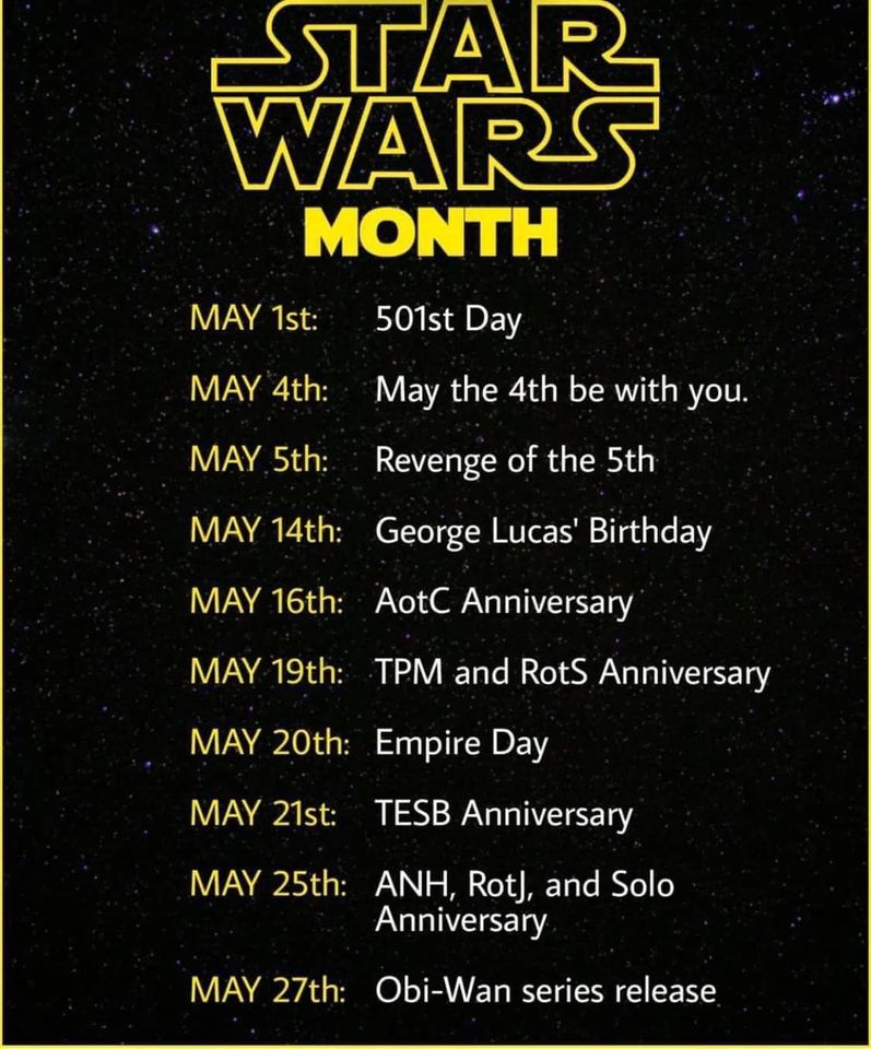 And this doesn't even include #StarWarsCelebration.  Are you ready for a month of fun? #starwars #MayTheFourthBeWithYou #MayTheFourth