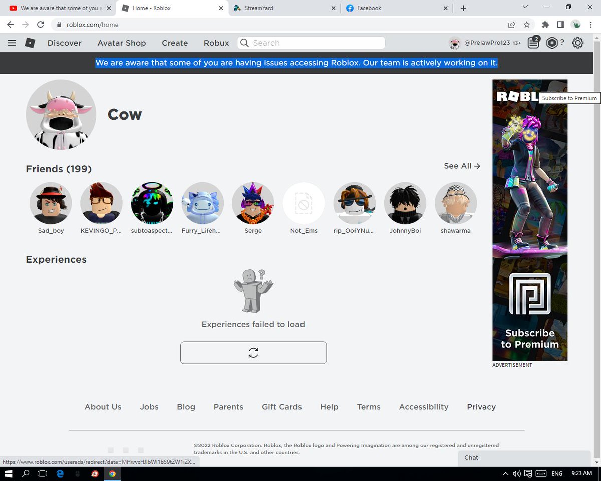 RainierGameplay's tweet photo. We are aware that some of you are having issues accessing Roblox. Our team is actively working on it.

Roblox is down again 2022
#fixroblox #robloxisdown https://t.co/ZsG6S1KZVY
